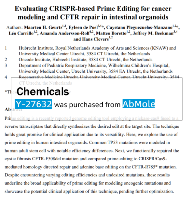 AbMole科研-评估基于crispr引物编辑用于CA建模和肠类有机物中的CFTR修复